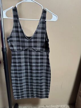Liz & Sara Black & White Plaid Tank Dress